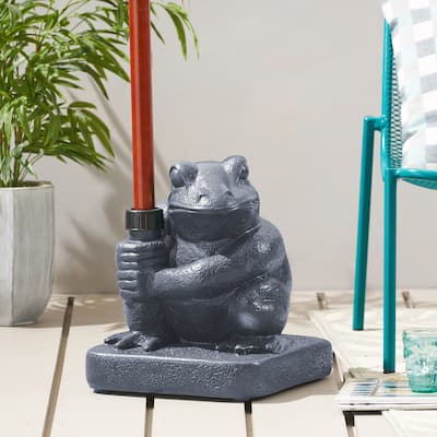 Roomfitters Frog Umbrella Base, Whimsical Outdoor Umbrella Stand with Playful Frog Design, Durable and Decorative, Gray