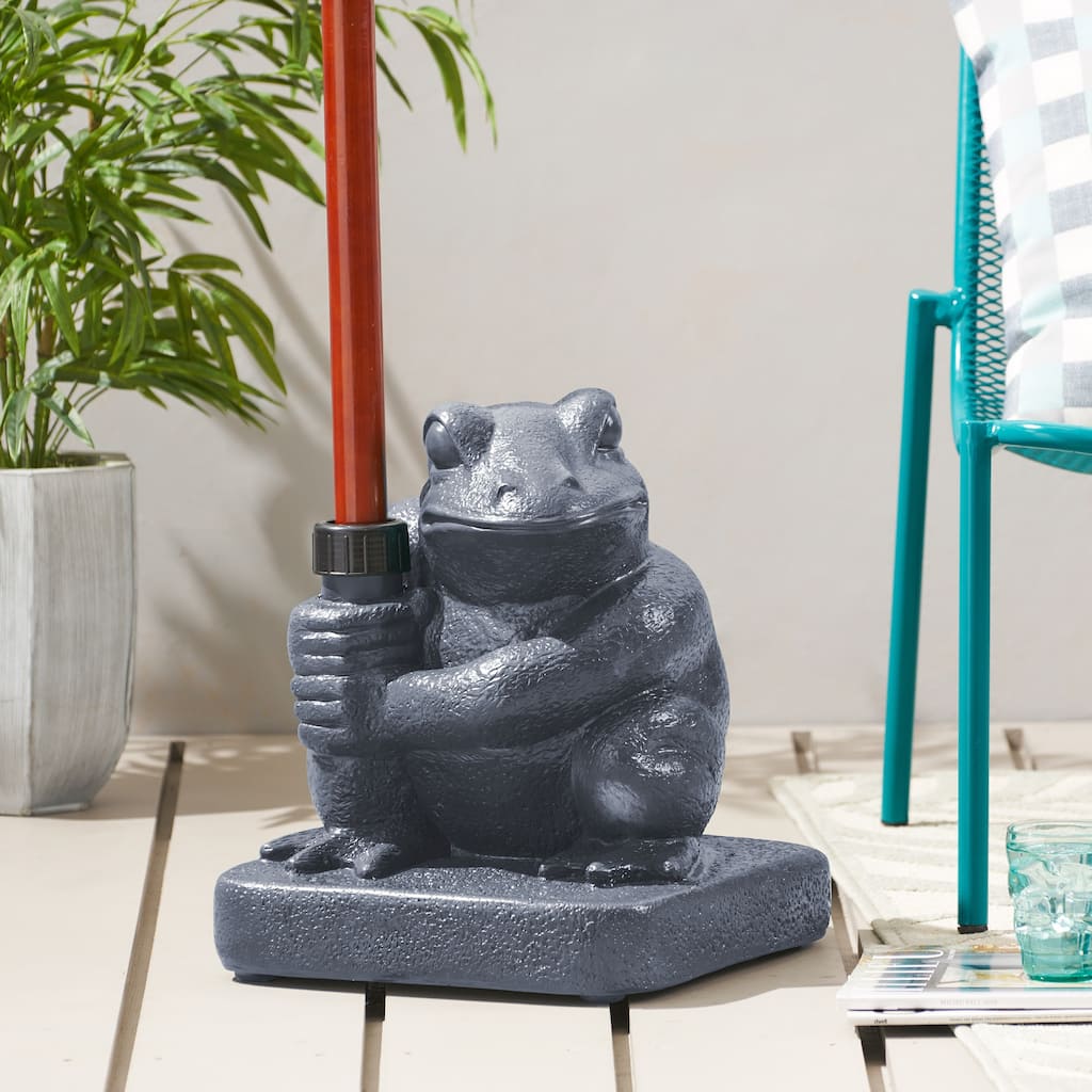 Roomfitters Frog Umbrella Base, Whimsical Outdoor Umbrella Stand with Playful Frog Design, Durable and Decorative, Gray