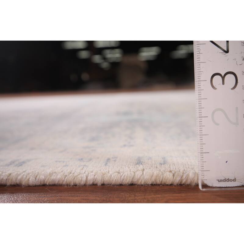 Abstract Modern Area Rug Hand-Knotted Beige Wool Carpet - 5'4" x 7'9"