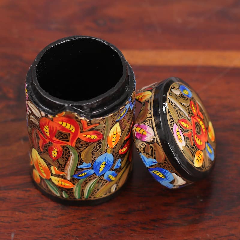 Novica Handmade Floral Grandeur Wood Toothpick Holder