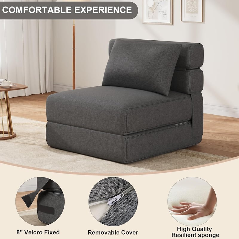 Folding Sofa Bed Convertible Floor Couch with Upgraded Pillow for Living Room, Dorm