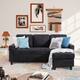 Futzca Modern L-shaped Compact Convertible Sectional Sofa w/ Reversible Chaise - Black