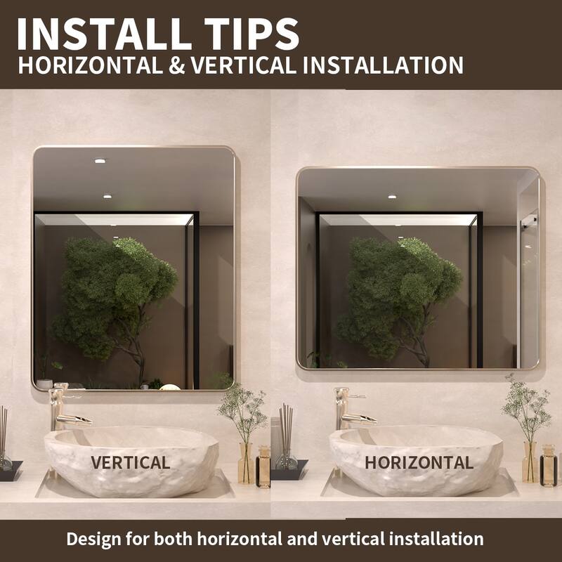 24/30/42/48/60 inch Rectangle Frameless Wall Mounted Bathroom Vanity Mirror