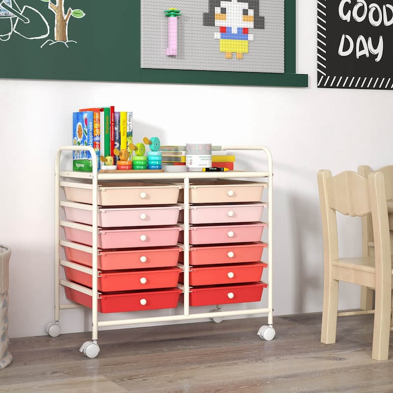 Costway 12 Drawers Rolling Cart Storage Scrapbook Paper Studio - See Details