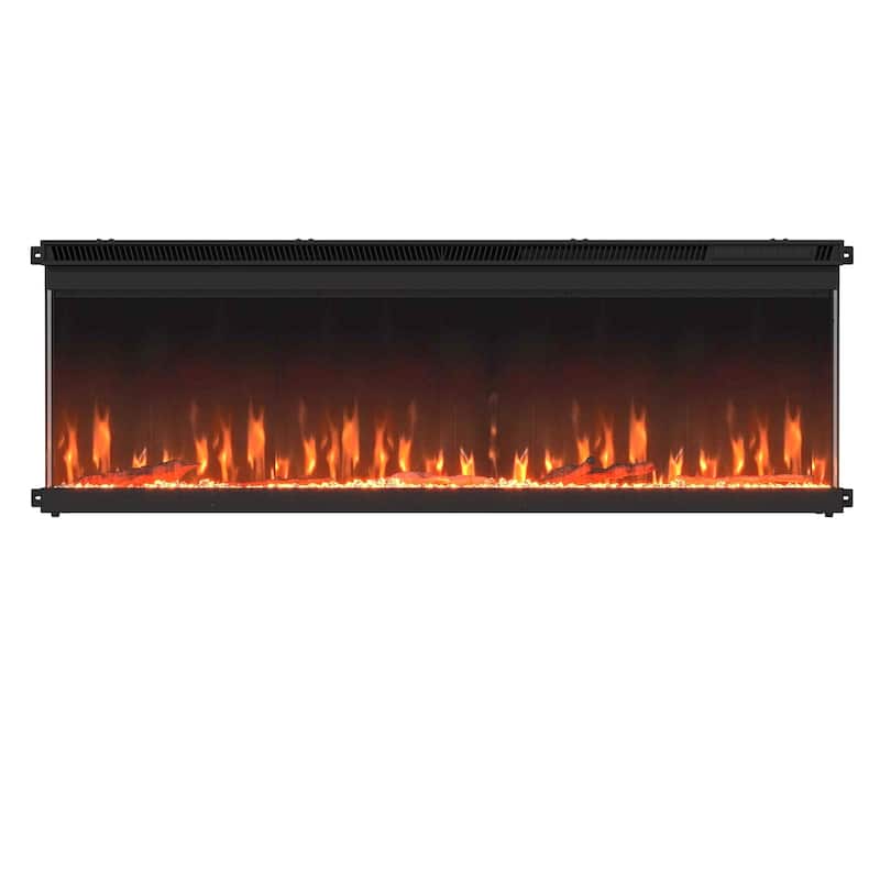 3-Sided Electric Fireplace with 12-Color Flame, Dual Heat Settings 750W/1500W, Smart App & Remote Control – 50/60/70 Inch