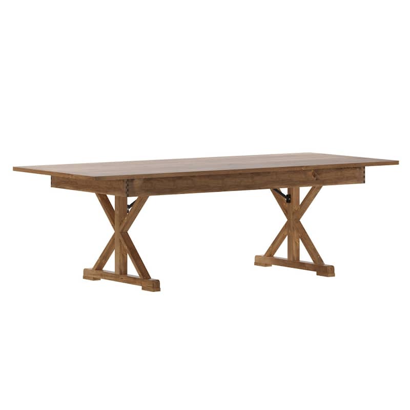8' x 40" Rectangular Antique Rustic Solid Pine Folding Dining Table