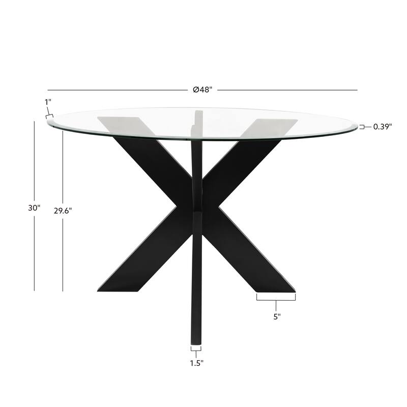 Linon Allard X-base Round Glass Dining Table (Table Only)