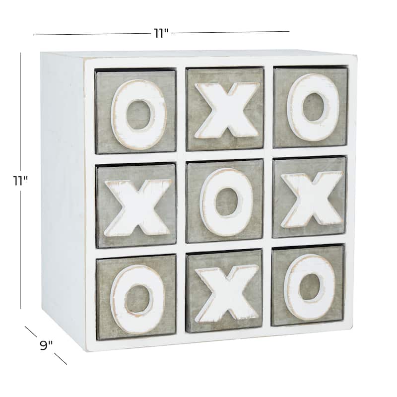 White Wood Traditional Tic Tac Toe Cabinet - 11 x 9 x 11