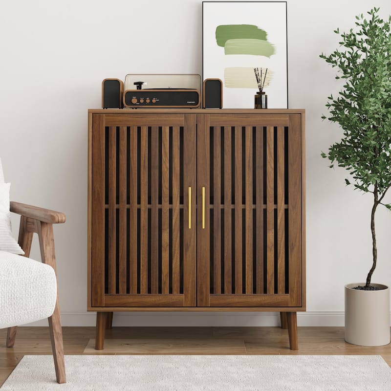 Walnut 31.5" W Sideboard Buffet Cabinet with Storage