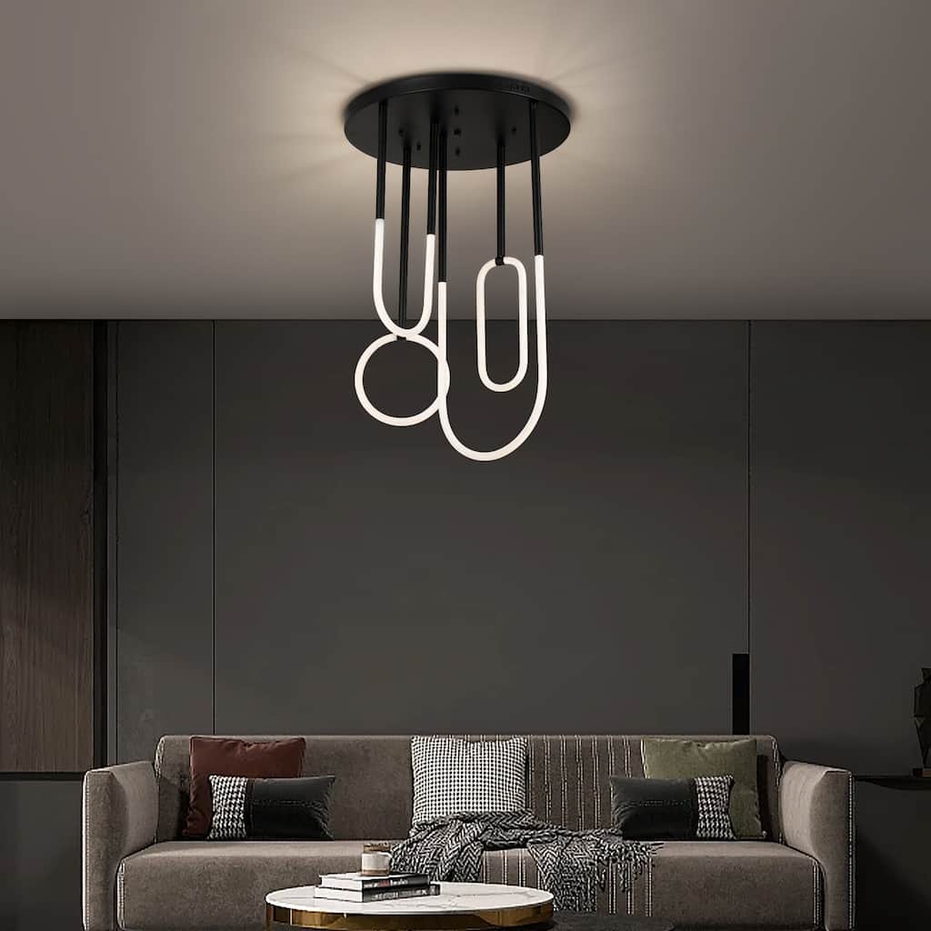 4-Light LED Integrated Modern Space-Age Design Circular Chandelier