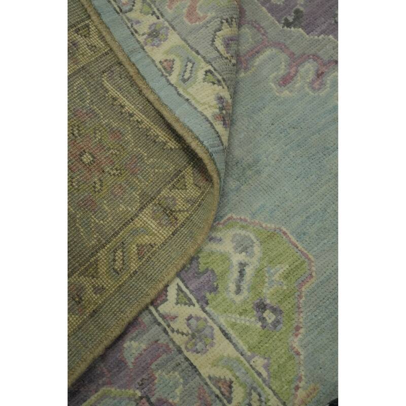 Vegetable Dye Oushak Turkish Area Rug, Medallion Geometric Carpet - 9' 10'' X 8' 2''
