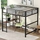 preview thumbnail 1 of 8, Full Size Metal Loft Bed with Built-in Desk, Storage Shelves, Full-Length Guardrails, and Space-Saving Design in Black Black