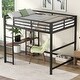 preview thumbnail 1 of 12, Industrial Full Size Metal Loft Kids Bed with Ladder,Guardrail,Built-in Desk and Storage Shelves Black