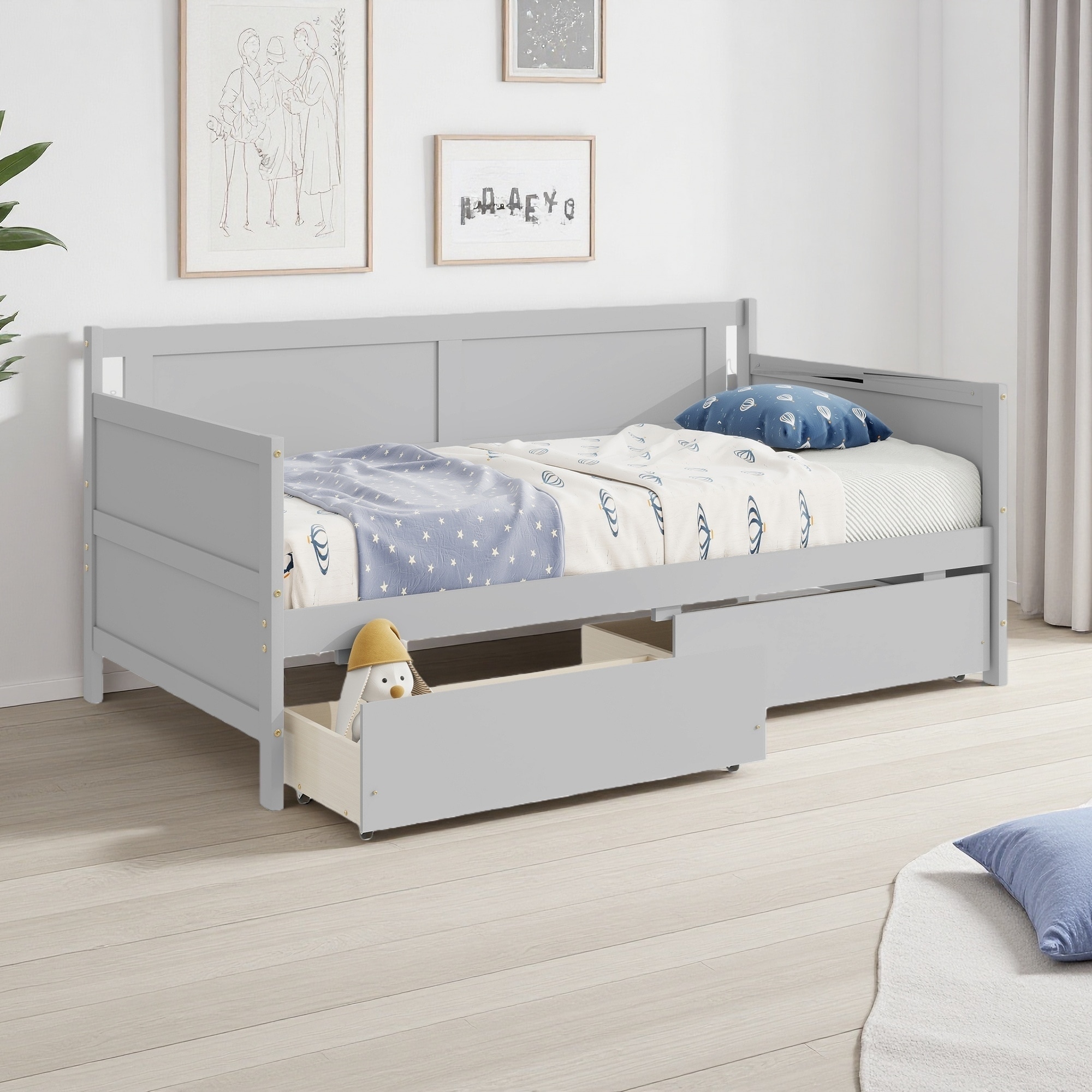 Twin Daybed with 2 Storage Drawers, Sofa Function & 250 lbs Weight Capacity