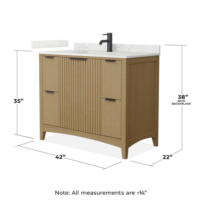 Wyndham Collection WCF9191-42S-QTZ-UNSMXX Palmilla 42" Free Standing