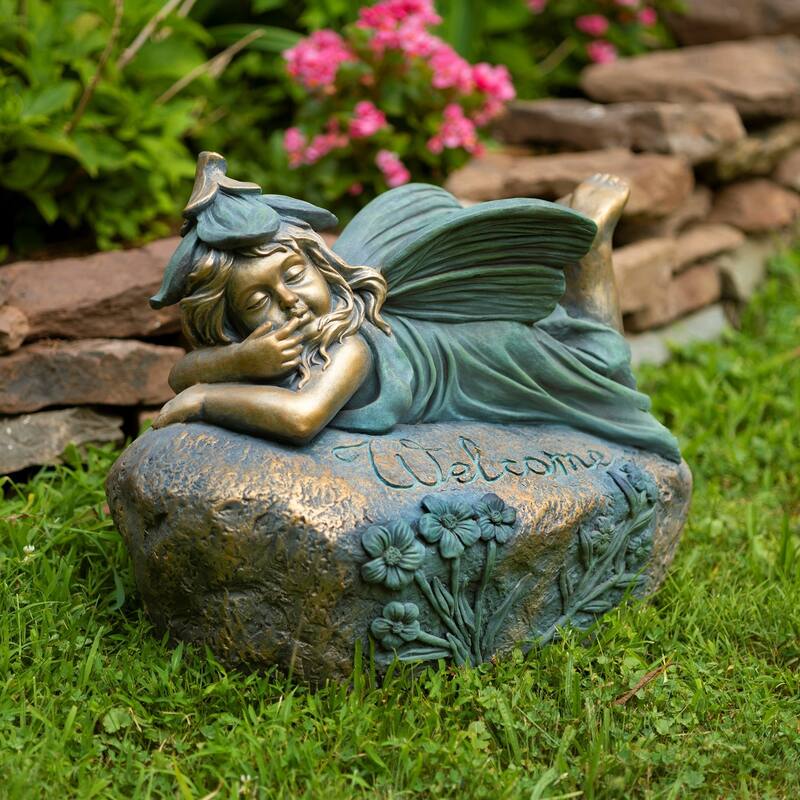 20" Tall Lying Fairy "Fern" - Magnesium Oxide - Multi - Medium