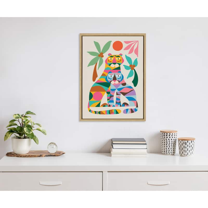 Kate and Laurel Sylvie MCM Tiger Love Framed Canvas by Rachel Lee