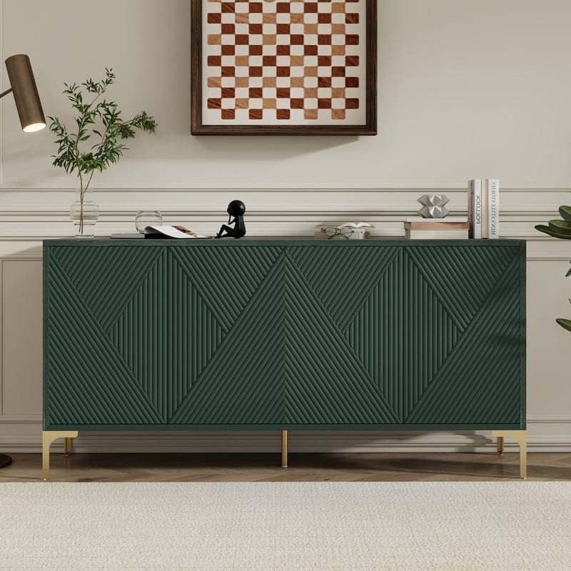 60-Inch Modern Luxury Sideboard with 4 Doors & Soft-Close Mechanism – Spacious Storage Cabinet for Living Room & Entryway‌