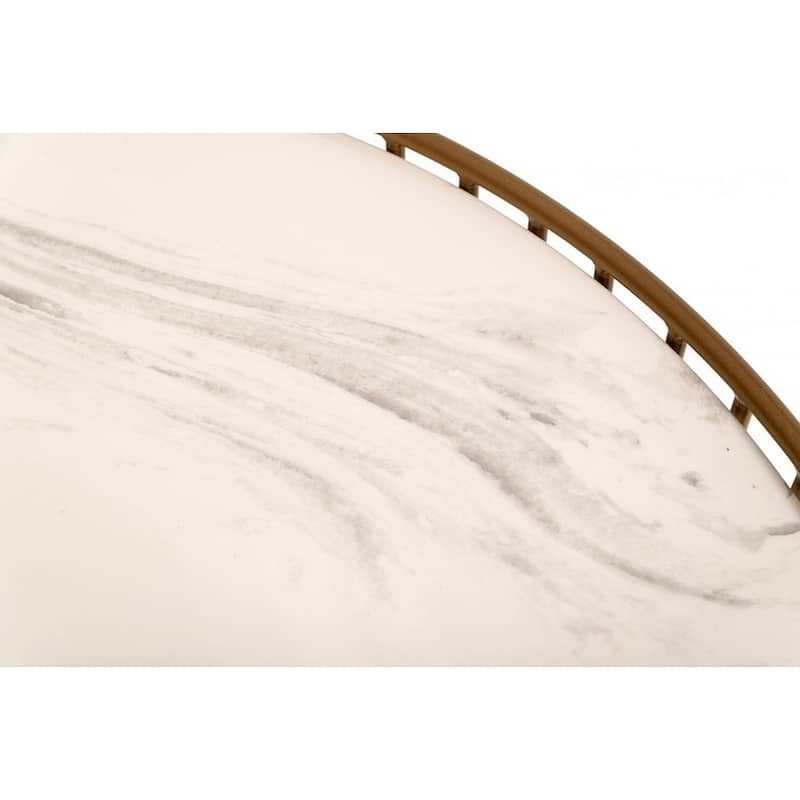HomeRoots Modern Round White and Gold Faux Marble Coffee Table - 37
