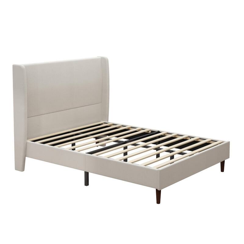 Spruce & Spring Queen Size Upholstered Bed Frame with High Headboard
