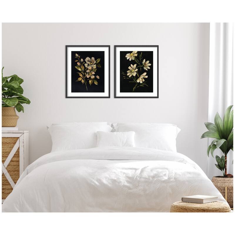 Kate and Laurel Moody Floral 4 & 7 2 Piece Framed Wall Art Print Set by Annie Quigley