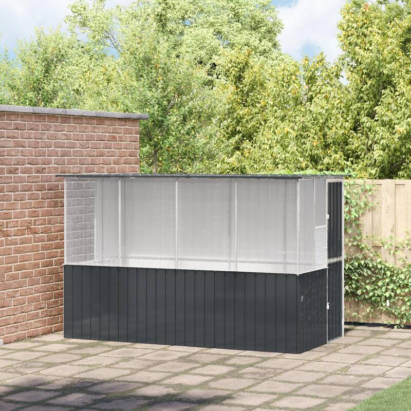 Large Outdoor Pet Shelter - Grey 124 x 65 x 79 in - 124 x 65 x 79 in