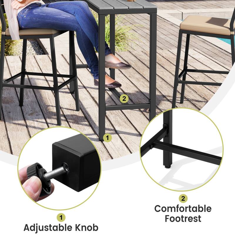 Crestlive Products Patio Outdoor Bar Table Rectangle Pub Table