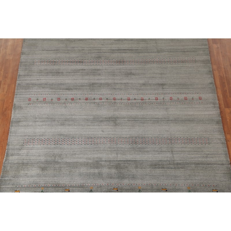 Tribal Gabbeh Area Rug Hand-Knotted Wool Carpet - 8'4"x 9'8"
