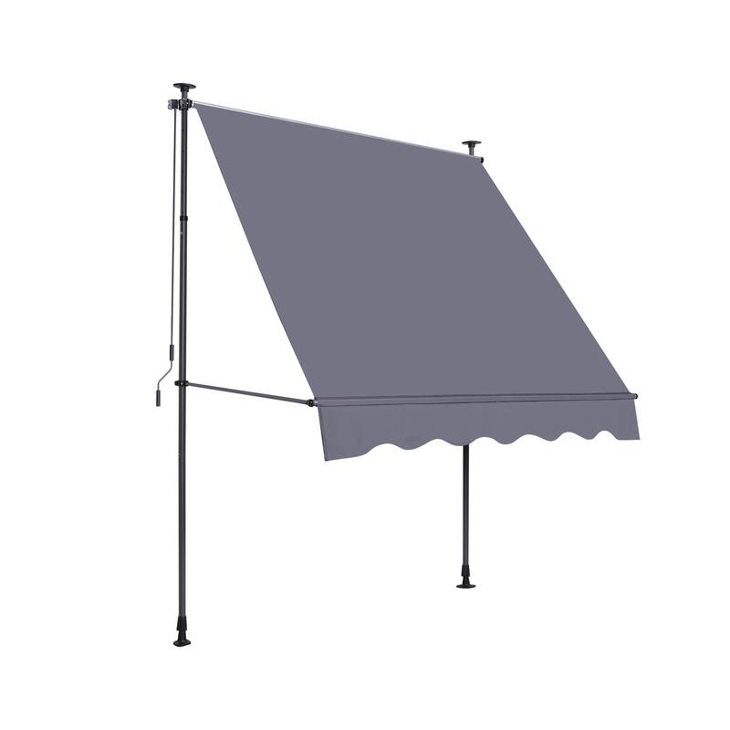 Manual Retractable Awning - 118 Inch Outdoor Sun Shade Cover with UV Protection, Adjustable Patio Door Window Canopy