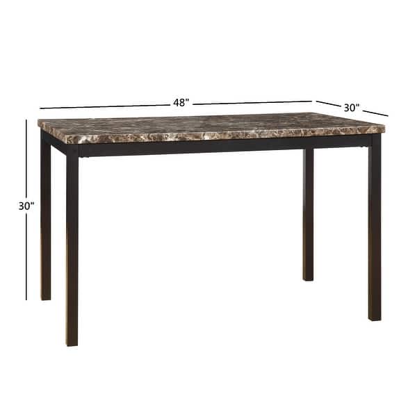 dimension image slide 0 of 2, Darcy Faux Marble Top Black Metal 5-piece Casual Dining Set by iNSPIRE Q Bold