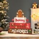 preview thumbnail 1 of 7, Glitzhome 12"H Lighted Wooden Christmas Gingerbread Man Block Table Decor