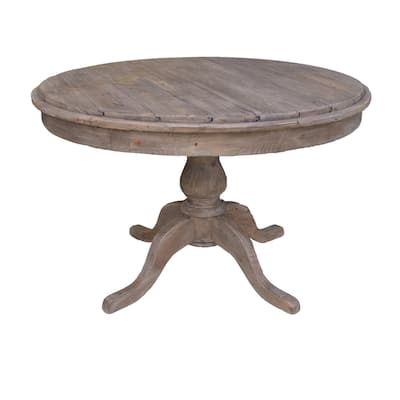 47" Wide Round Dining Table, Light Brown