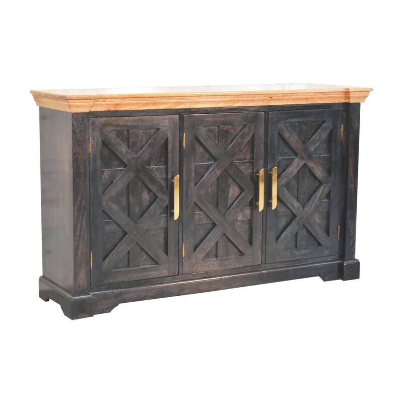 Artisan Furniture Solid Wood Regal Ash Black Rustic Sideboard - Black