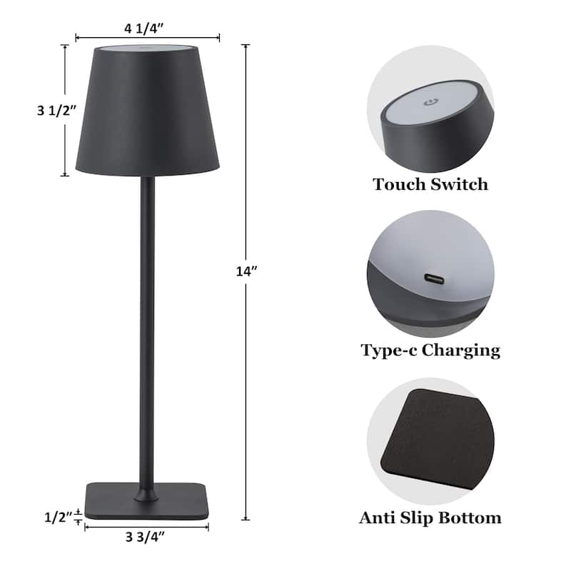 C Cattleya 4-Pack LED Cordless 3CCT Dimmable Portable Table Lamps