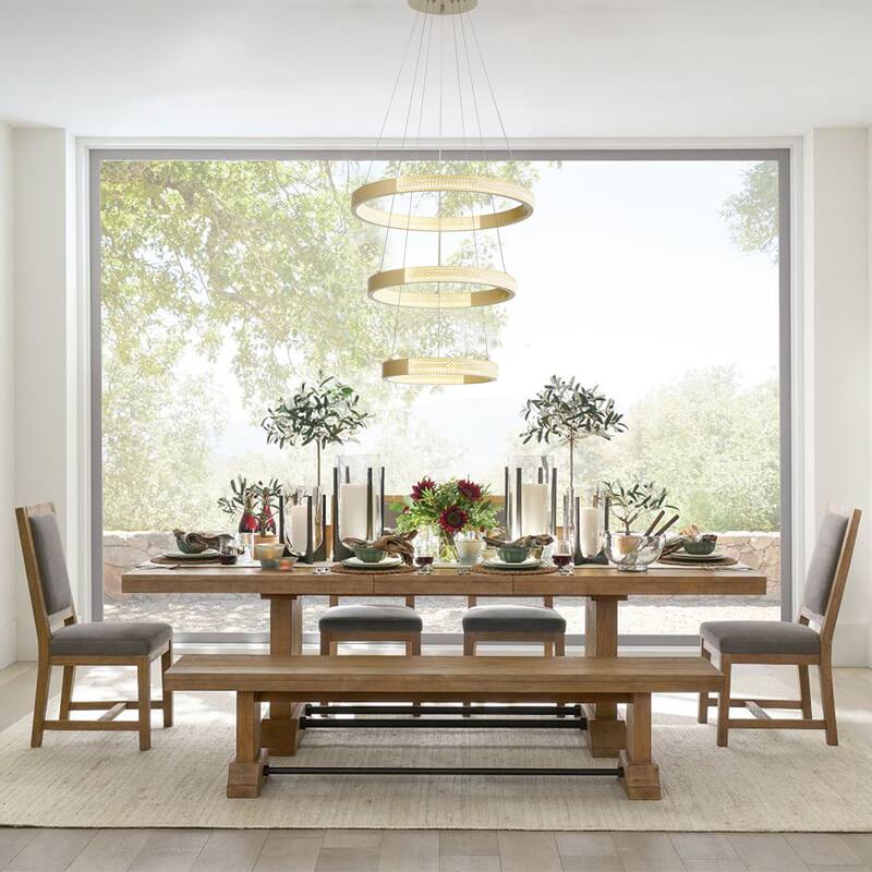 3-Light Unique Tiered LED Chandelier - 18.9'' H x 19.88'' W x 19.88'' D
