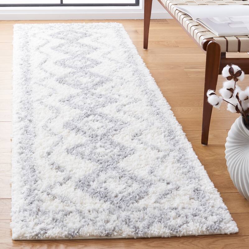 SAFAVIEH Parma Shag Marry Rug - 2'3" x 8' Runner - Ivory/Grey