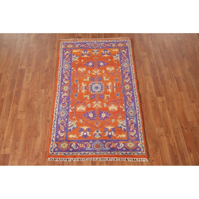 Heriz-Serapi Oriental Accent Rug Handmade Grey Wool Carpet - 3'0"x 4'11"