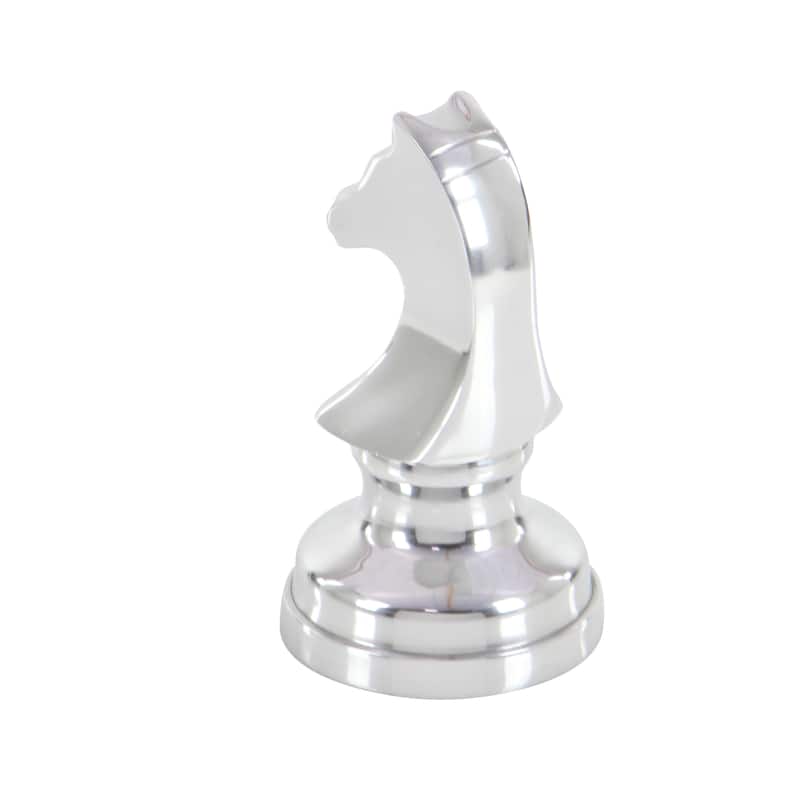 Aluminum Metal Chess Sculpture with Knight, Queen and King - Set of 3 Silver, Gold, Dark Gray - CosmoLiving by Cosmopolitan
