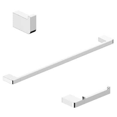 WS Bath Collections Cube 3 Piece Bathroom Package with Towel Bar, Robe