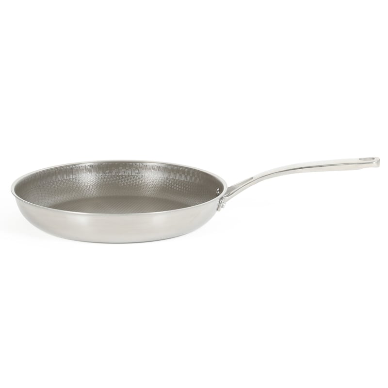 Martha Stewart Badgley Hybrid Nonstick 12 Inch TriPly Stainless Steel Large Fry Pan With Lid & Stay Cool Handle