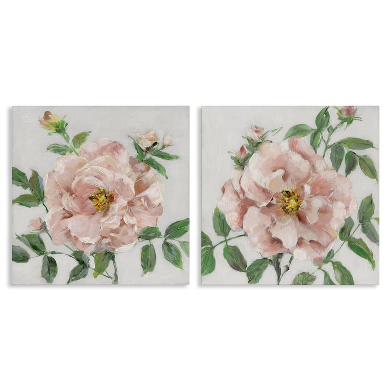 Stupell Soft & Subtle Peonies Canvas Wall Art Design By Sally Swatland (Set of 2) - 24 x 24