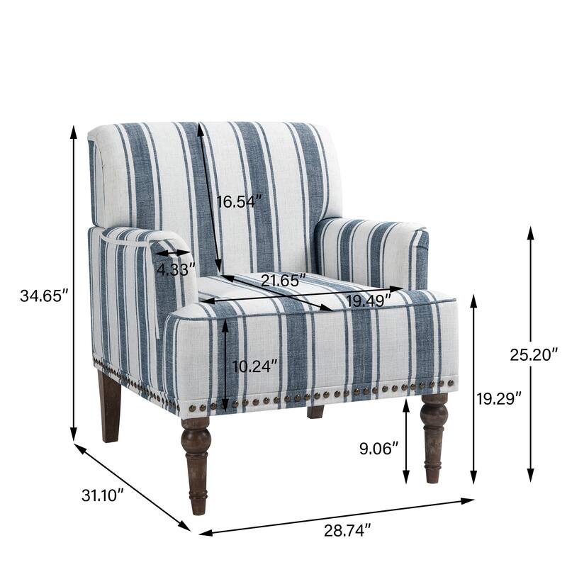 Modern Striped Accent Chairs with Arms