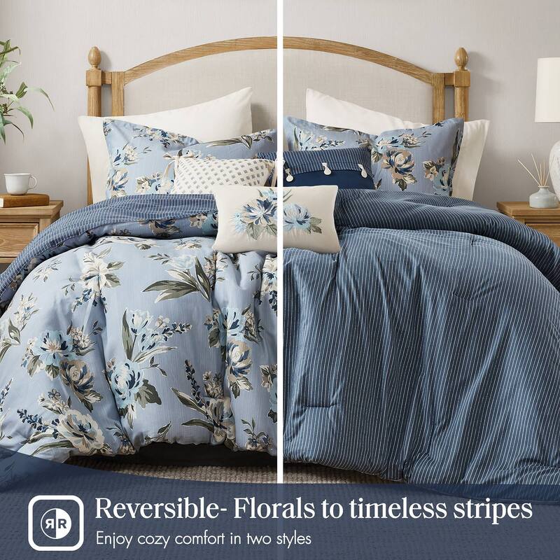 GDF Studio - Rosehaven 7-Piece Queen Vintage Floral Comforter Set