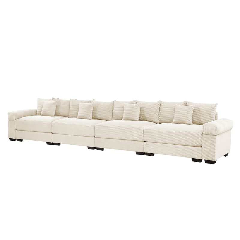 GDFStudio - Corduroy 4-Seater 170" Cloud Sofa Couch with Extra-Thick Armrests