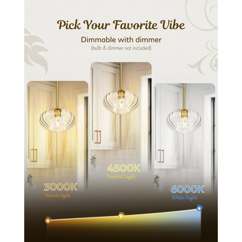 10.3" Dome Glass Pendant - Vintage Industrial Lighting for Kitchen & Dining