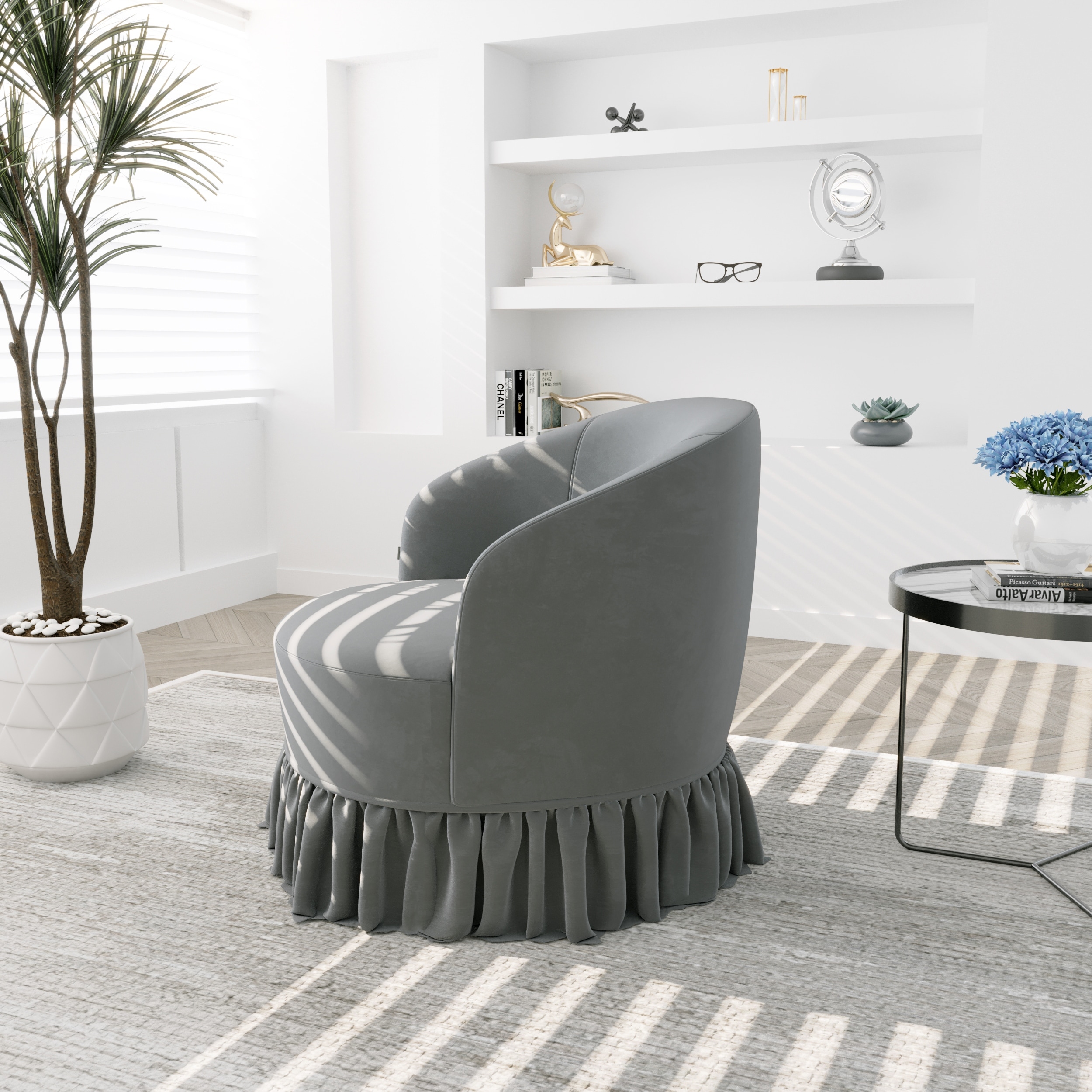Comfy Round Accent Sofa Chair Chaise Lounges 360 Degree Swivel