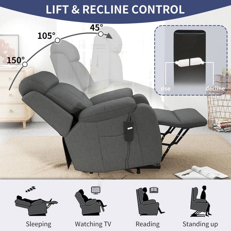 Power Lift Recliner for Elderly,Heavy Duty Lift Chair Recliners,Electric Recliner Chairs,Remote Control,Adjustable,Side Pocket