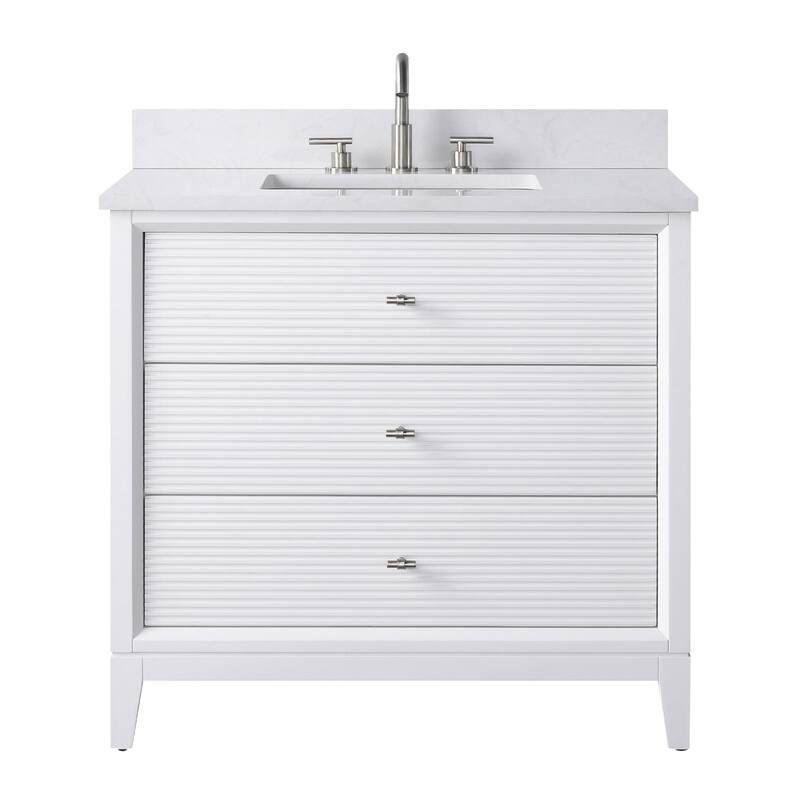 Vanity Art 36" Freestanding Bathroom Vanity with Engineered Marble Top and Sink