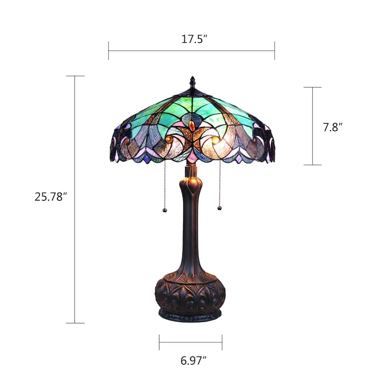 Tiffany Style Victorian Design 2-light Antique Dark Bronze Table Lamp