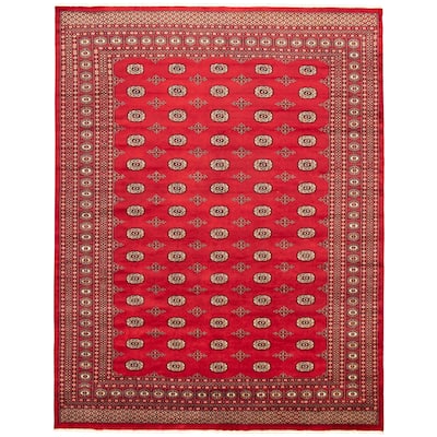 ECARPETGALLERY Hand-knotted Finest Peshawar Bokhara Dark Red Wool Rug - 9'1 x 11'9